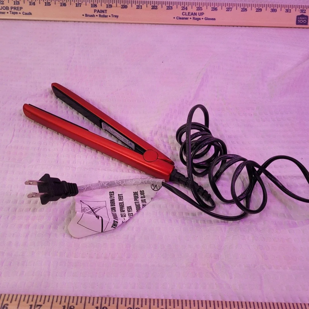 Tool Science TP28W Hair Straightener Flat Iron Metallic Red 1 Inch Ceramic Plate